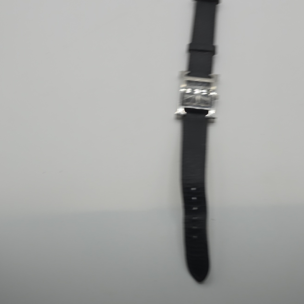 Hermes Black Leather Strap Silver-Tone Case Watch - Picture 8 of 14
